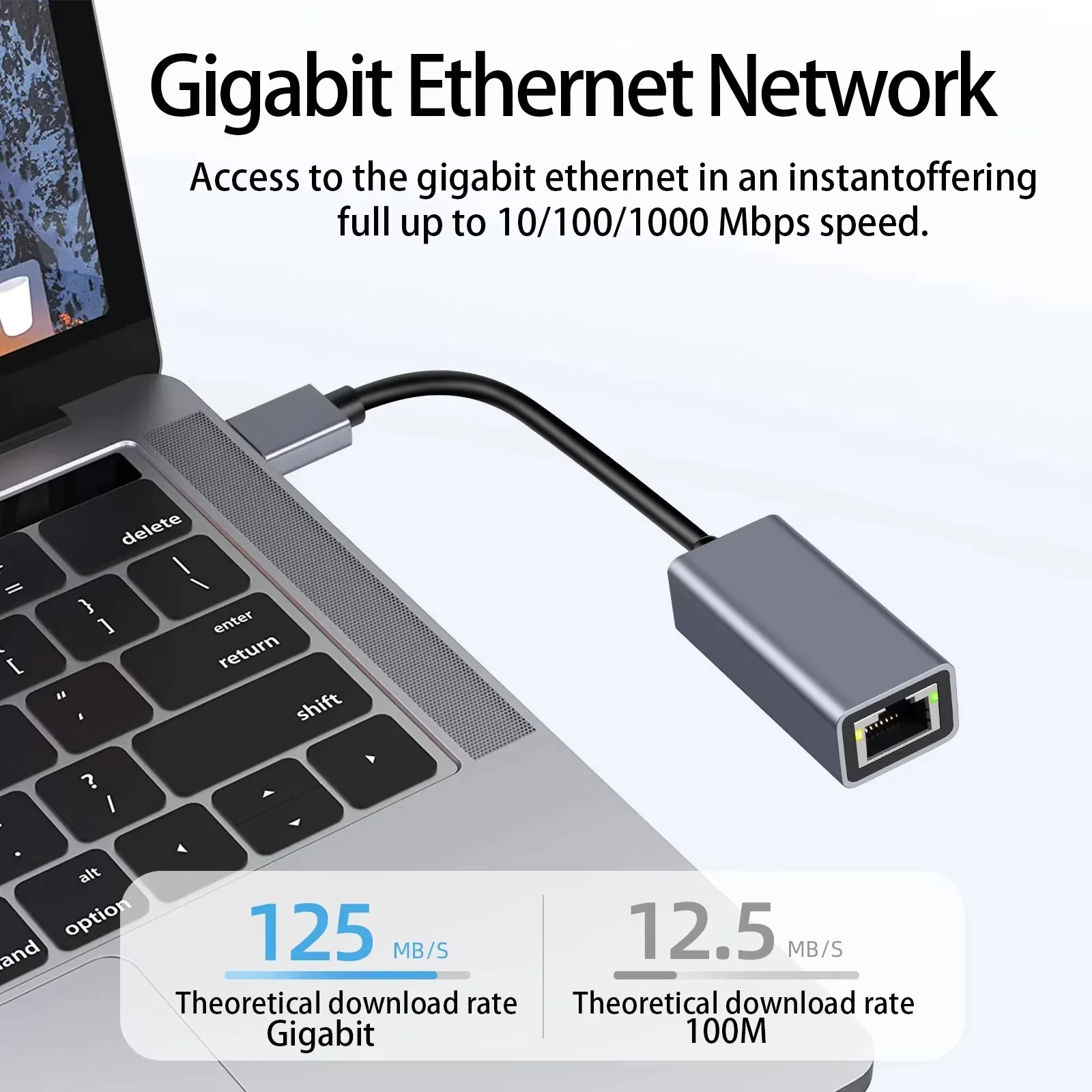 Adaptador Ethernet 100 Mbps USB 2.0 Tipo C para RJ45 Placa de Rede Android USB Lan Cabo de Internet Para MacBook PC