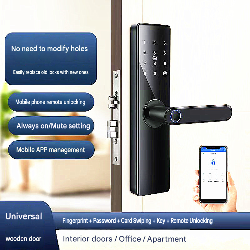 Fechadura de Porta Inteligente Sem Furos com Impressão Digital e Controle por Aplicativo para Apartamentos, Aluguel de