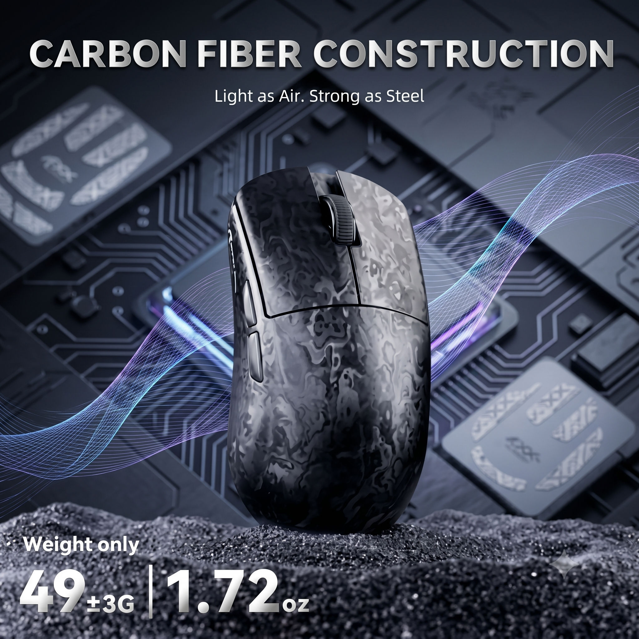 Mouse Gamer Sem Fio SHARK ATTACK R11 ULTRA 49g Ultra-Leve Taxa de Polling 8000Hz, DPI 42000 PAW3950MAX