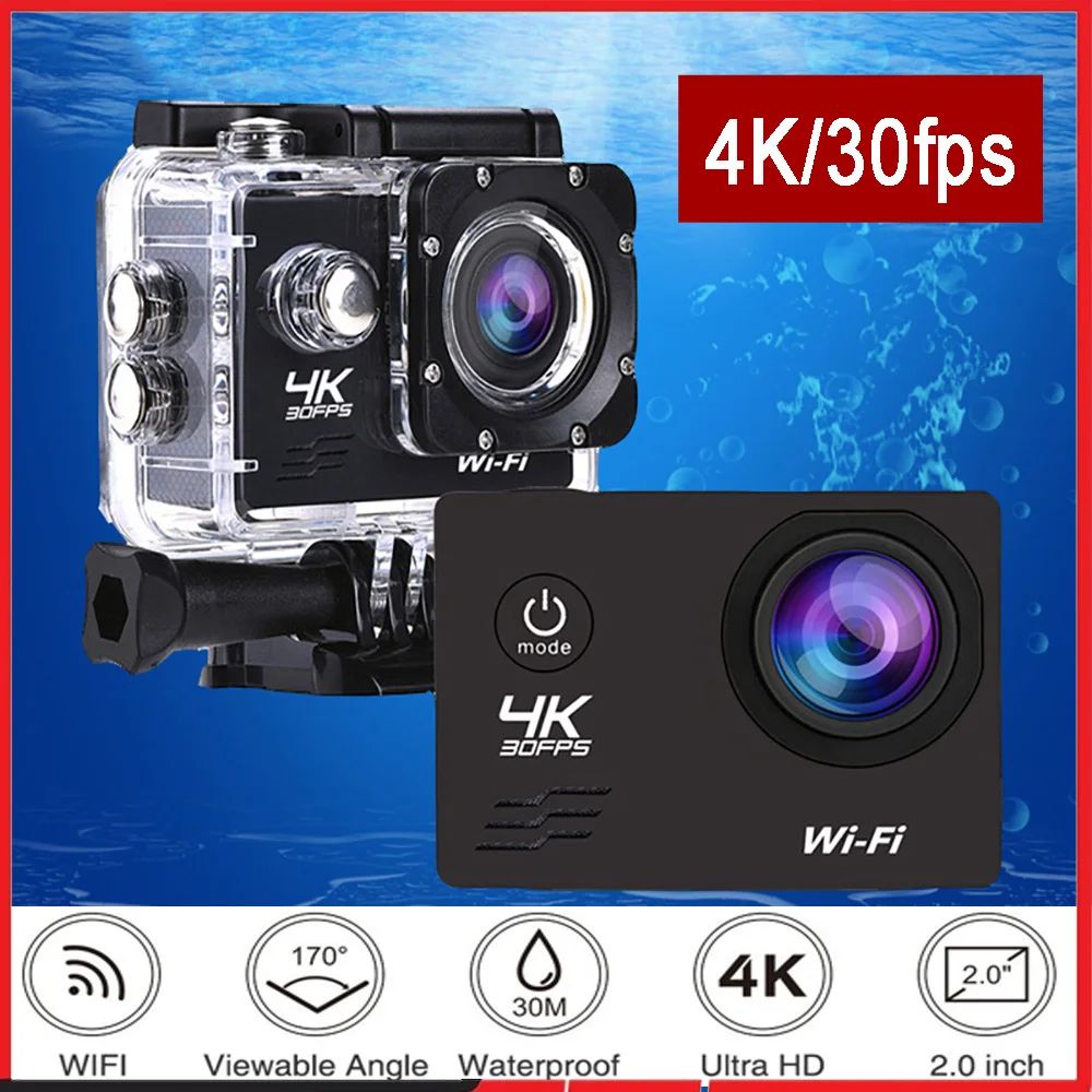 【SAIMILI】Câmera de Ação Q1 Ultra HD 4K30FPS 16.0MP Wi-Fi Tela 2.0 170D DVR Webcam Subaquática 30M Gravação de Vídeo