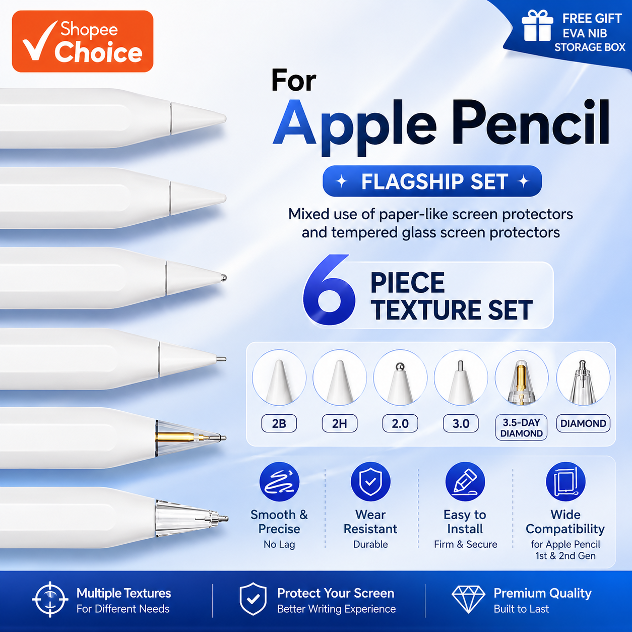 Pontas De Caneta Stylus 2 Em 1 De Substituição Para Apple Pencil Pro/1a/2a/3a Ge