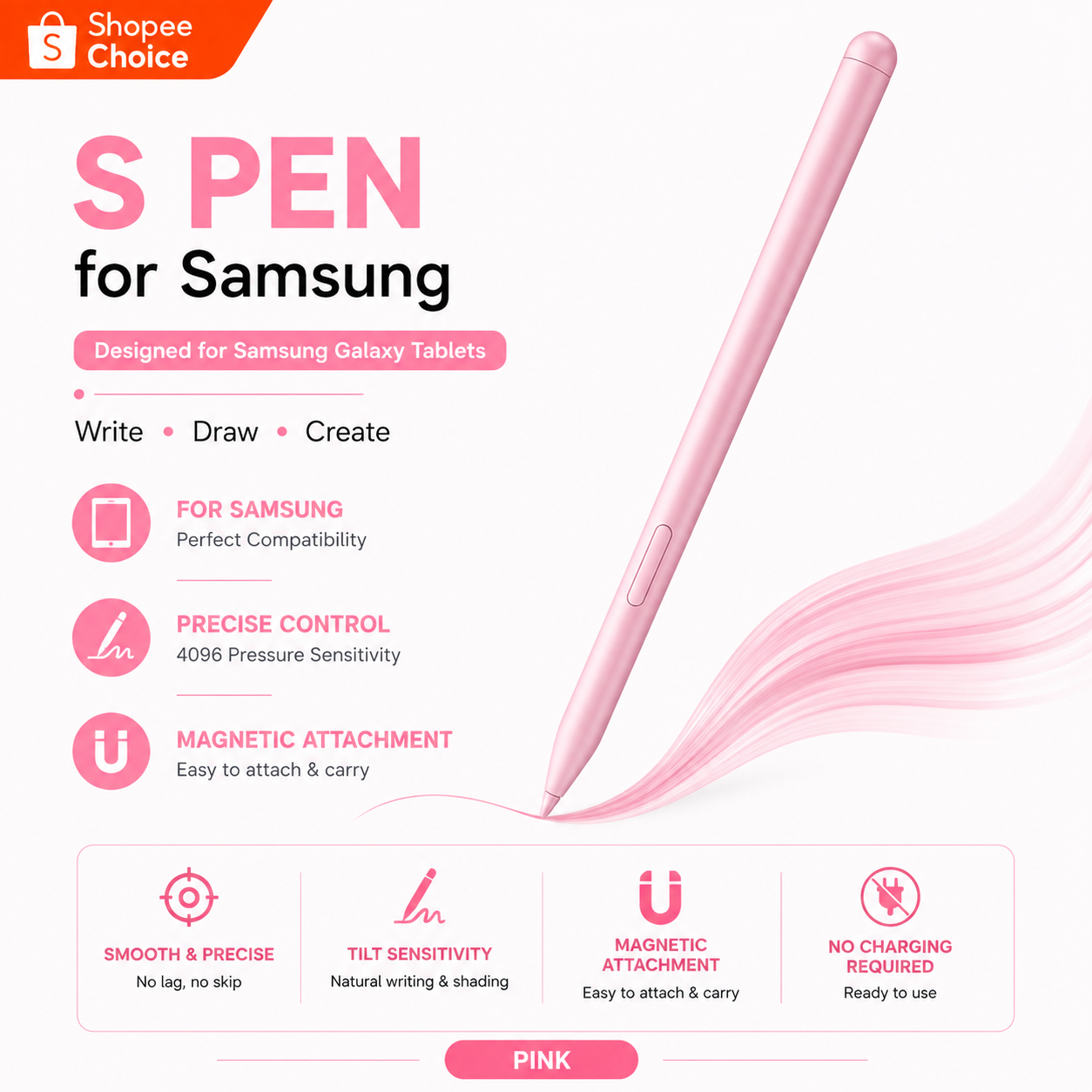Caneta S Pen para tablet Samsung Galaxy S10 S9 S8 S7 S6 Lite Tab S9FE caneta touch com sensibilidade à pressão