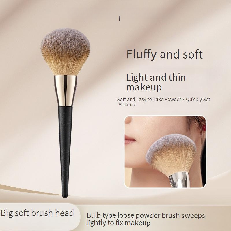 Pincel de Pó de Cúpula Premium com Cerdas Felpudas – Cabeça Grande e Fofa para Finalização, Blush e Pó Fixador, Não