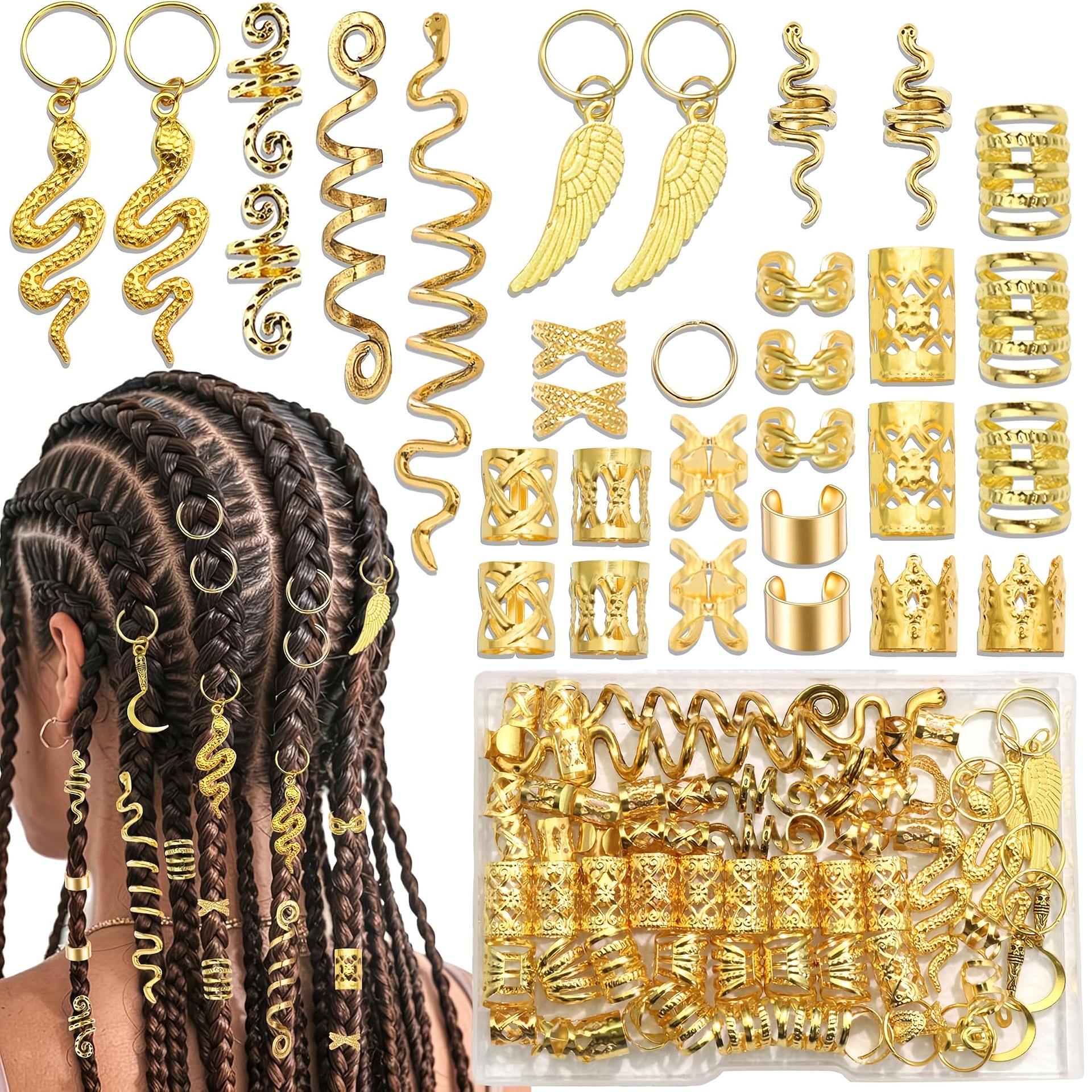 120 peças de extensões de cabelo trançadas com nós celtas vikings, estilo étnico vintage, espiral rotativa em forma de