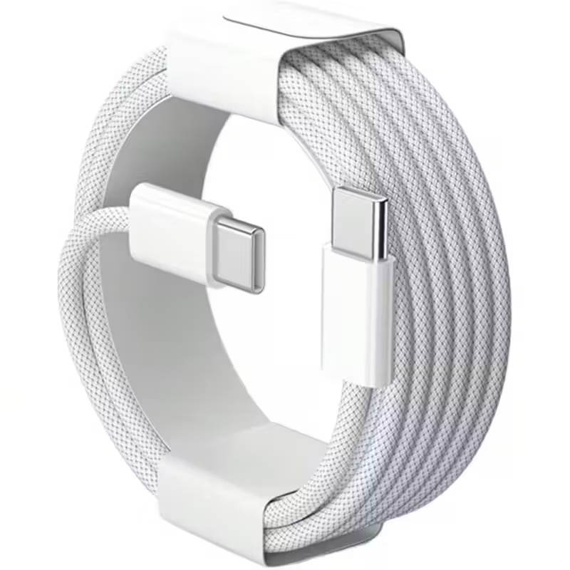 Cabo USB-C PD 60W/240W Premium com design resistente e trançado para carregamento rápido, compatível com iPhone 15 16
