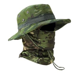 Conjunto de gorro de abas largas camuflado para homens – proteção solar, respirável, ideal para pesca e trilhas
