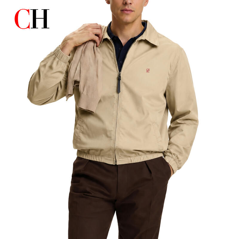 Jaqueta casual masculina da marca CH, leve, com zíper, estilo vintage streetwear, corte solto e função corta-vento para