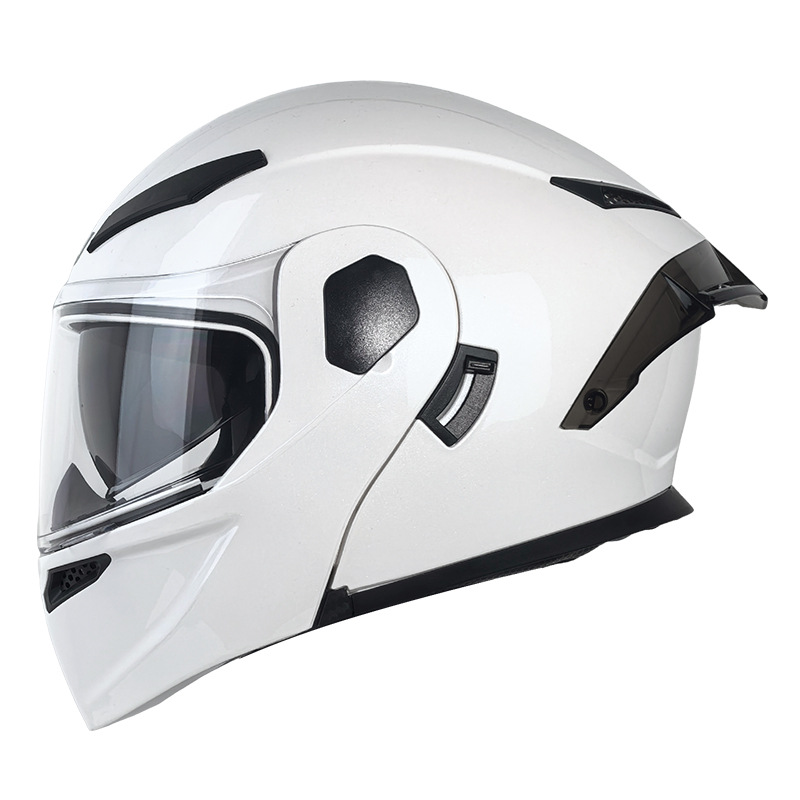Capacete Modular Branco Flip Up Com Viseira Dupla Full Face Street Touring Cap DOT Certificado