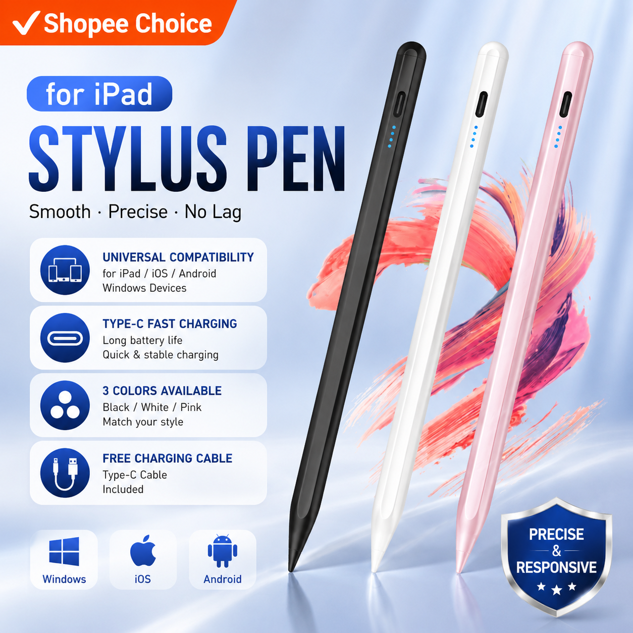 Caneta Stylus Com Rejeição De Palma Universal Para iPad 2018 2022 Magnético Ativo Lápis Tablet Tela Sensível Ao Toque To