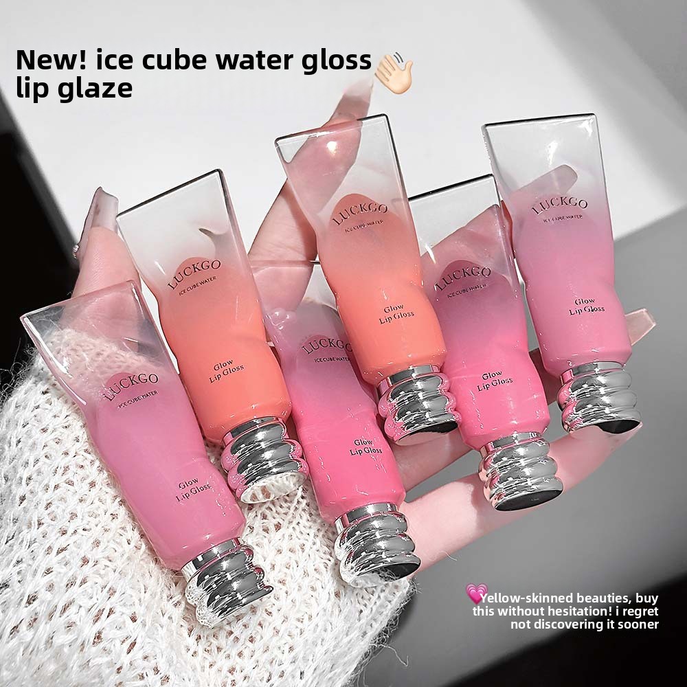 LUCKGO 2pcs Cubo De Gelo Batom Brilhante Hidratante Espelho Transparente Cor Labial De Vidro Pigmento De Longa Duração C