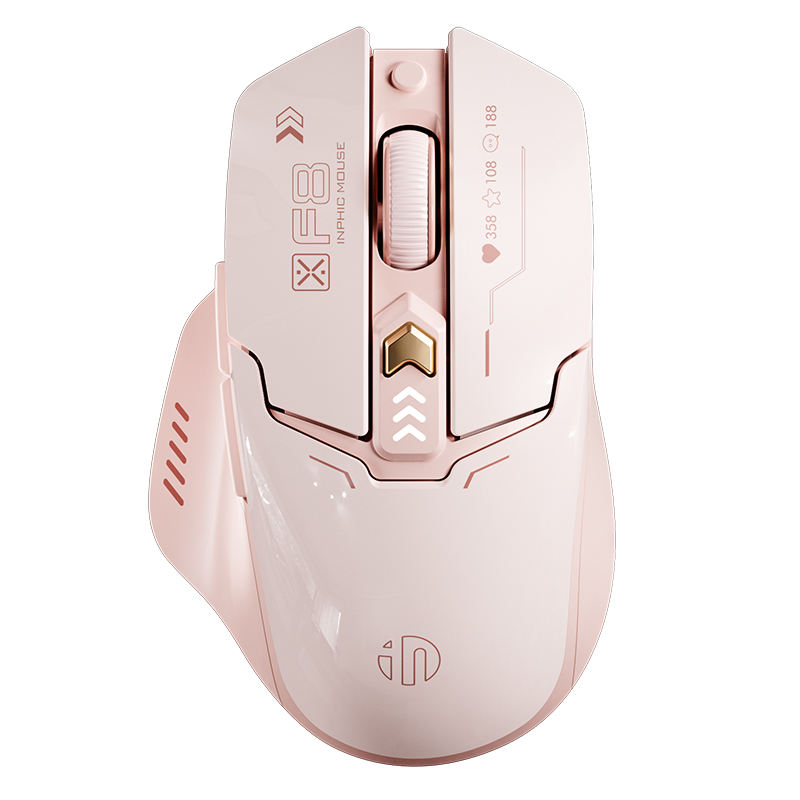 Mouse sem fio Inphic New F8 II 2.4G, silencioso, recarregável, com display de energia da bateria, para meninas.