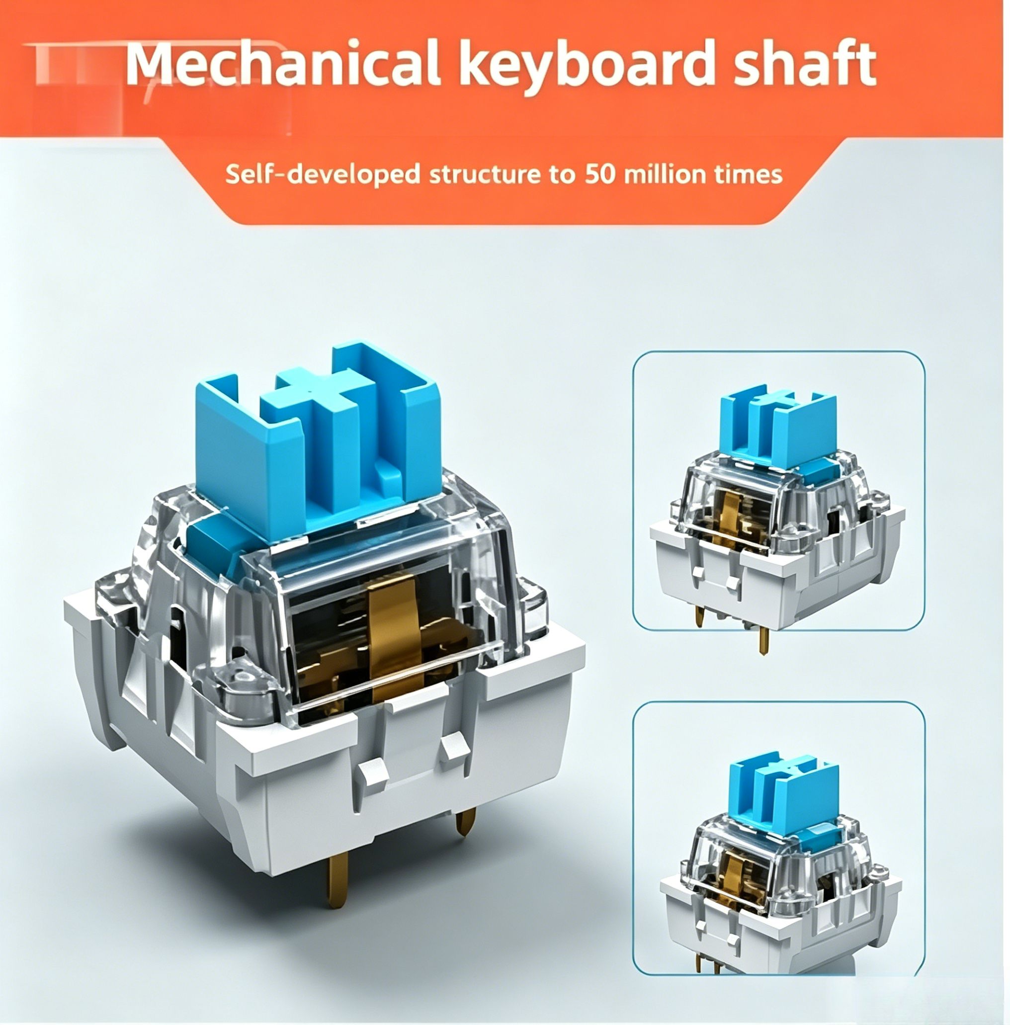 Teclado Mecânico com Blue Switch + Extrator de Teclas 2 em 1 Grátis, Switch Táctil Clicky MX Azul 3 Pinos para Teclados