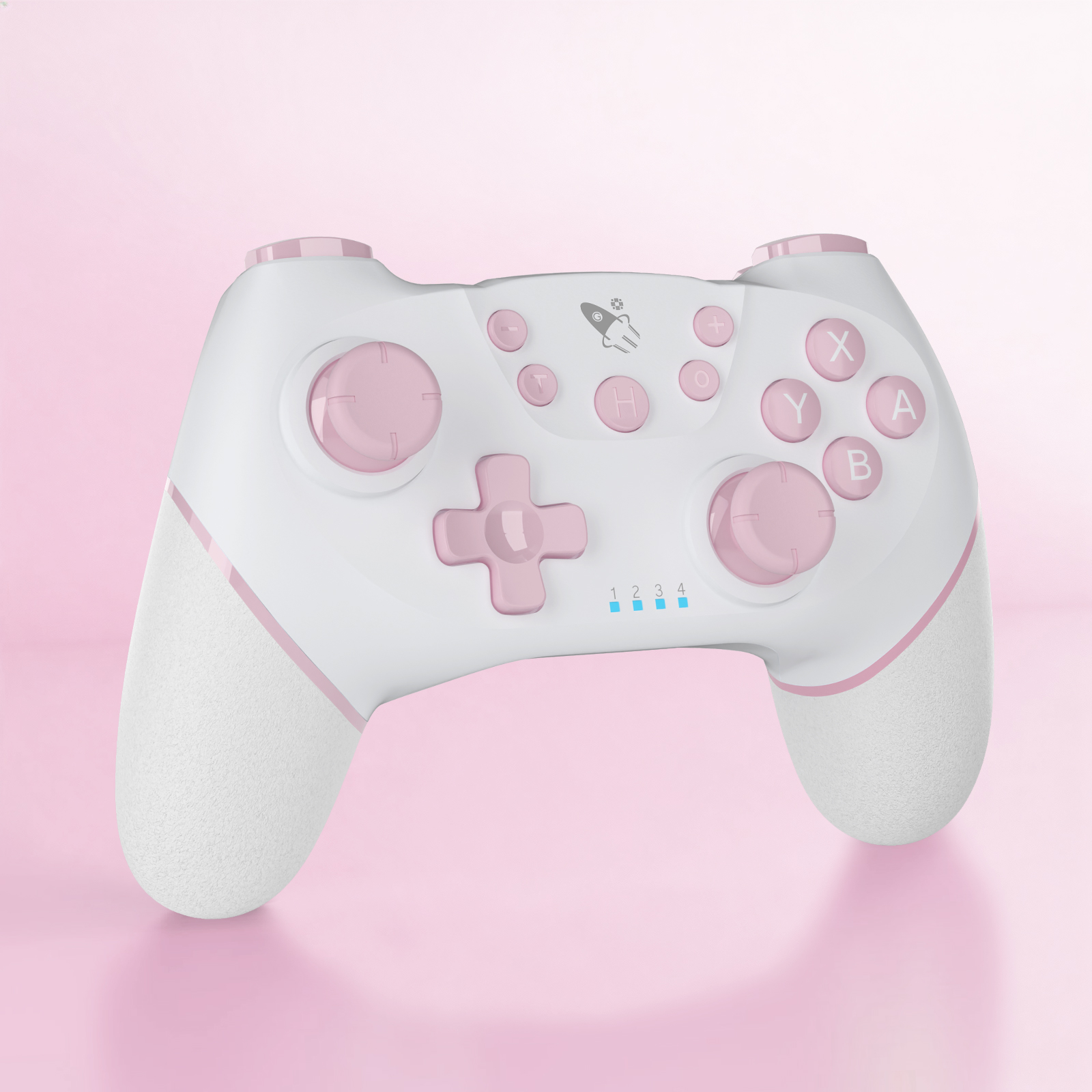 Pacote com 2 Controles de Jogo Sem Fio Rosa & Preto & Branco para Nintendo Switch, 6 Eixos Giroscópio, Botões Turbo