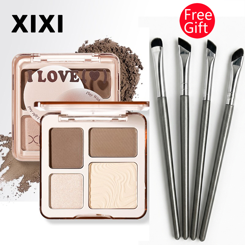 Paleta de Contorno 4 em 1 Xixi - Kit Profissional de Maquiagem para Escultura Facial com Bronzer e Iluminador em Pó para
