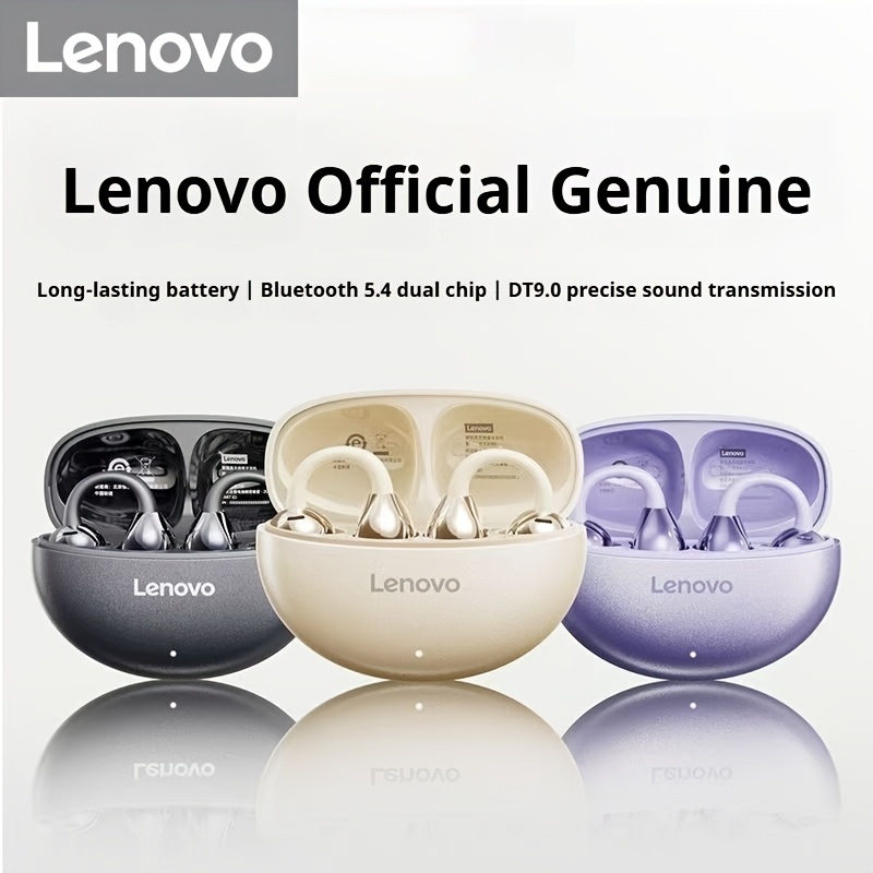 Fones de ouvido esportivos Lenovo Open-Ear Clip Bluetooth 5.4, cancelamento de ruído com 4 microfones, som espacial
