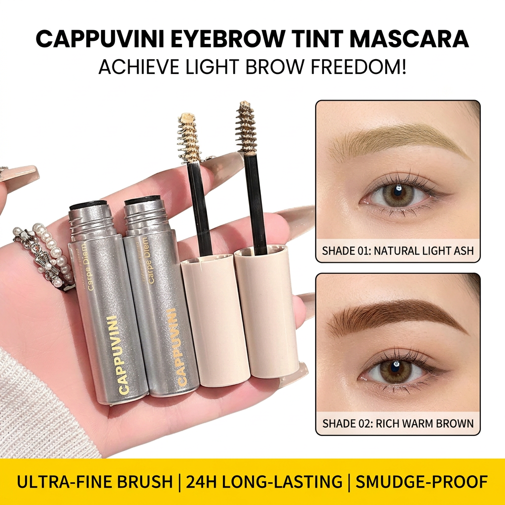 Rímel Para Sobrancelhas Cappuvini Light Velvet Mist , Cor Natural , Resistente A Manchas , De Longa Duração , Iluminador