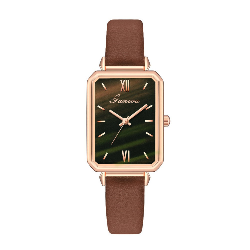 Relógio Feminino Quadrado Vintage – Mostrador Verde Pavão Moderno , Visual Retrô Popular
