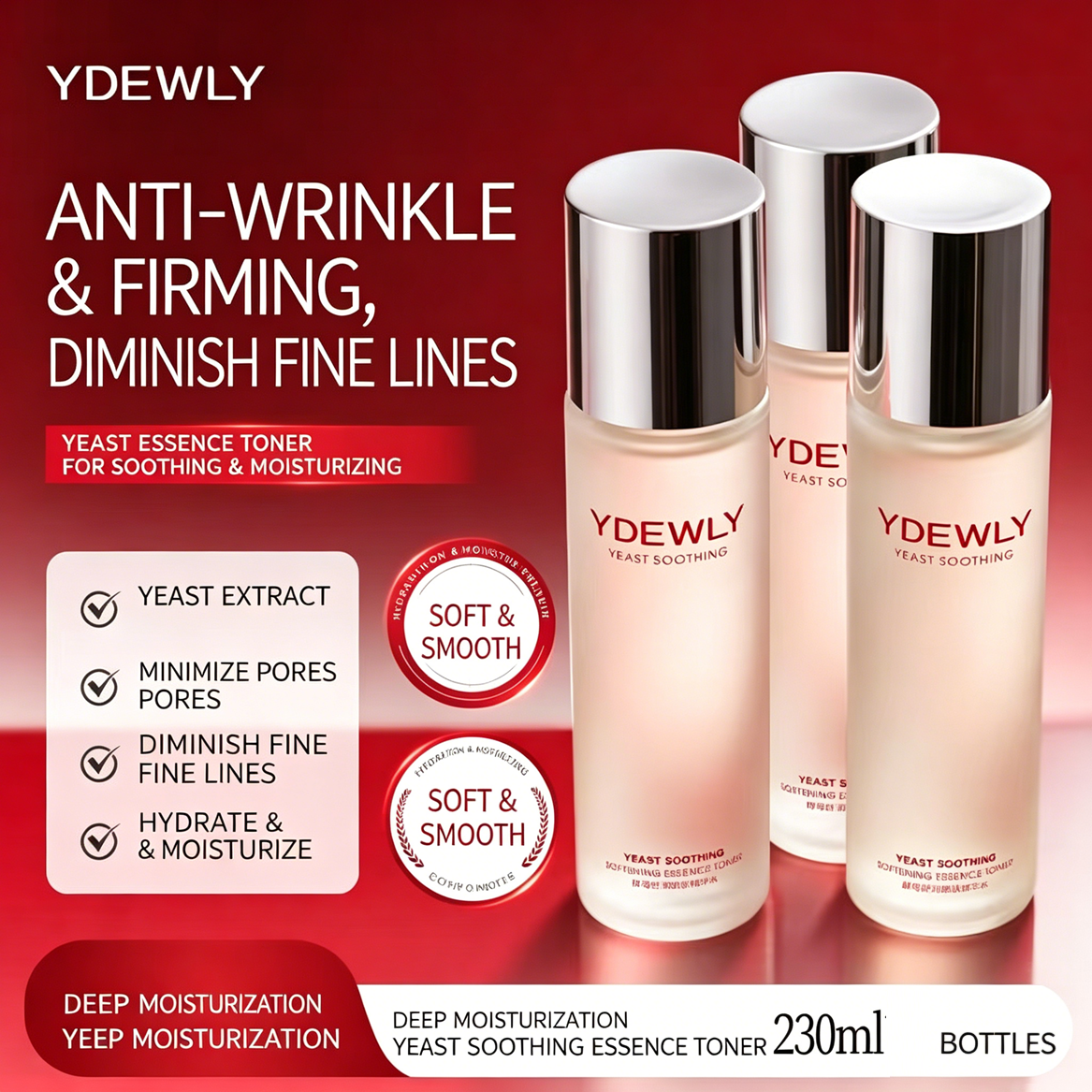 Aiweiya Tônico Suavizante de Levedura, Verão Revitalizante, Essência Hidratante + Anti-Envelhecimento
