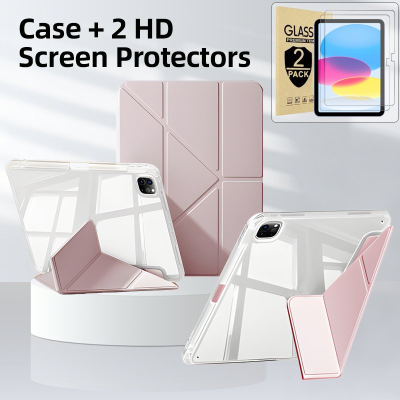 Para Capa de iPad + 2 Protetores de Tela para iPad 10a/9a Geração 10.9/10.2, iPad Air 4/5 10.9, iPad Pro 11 -