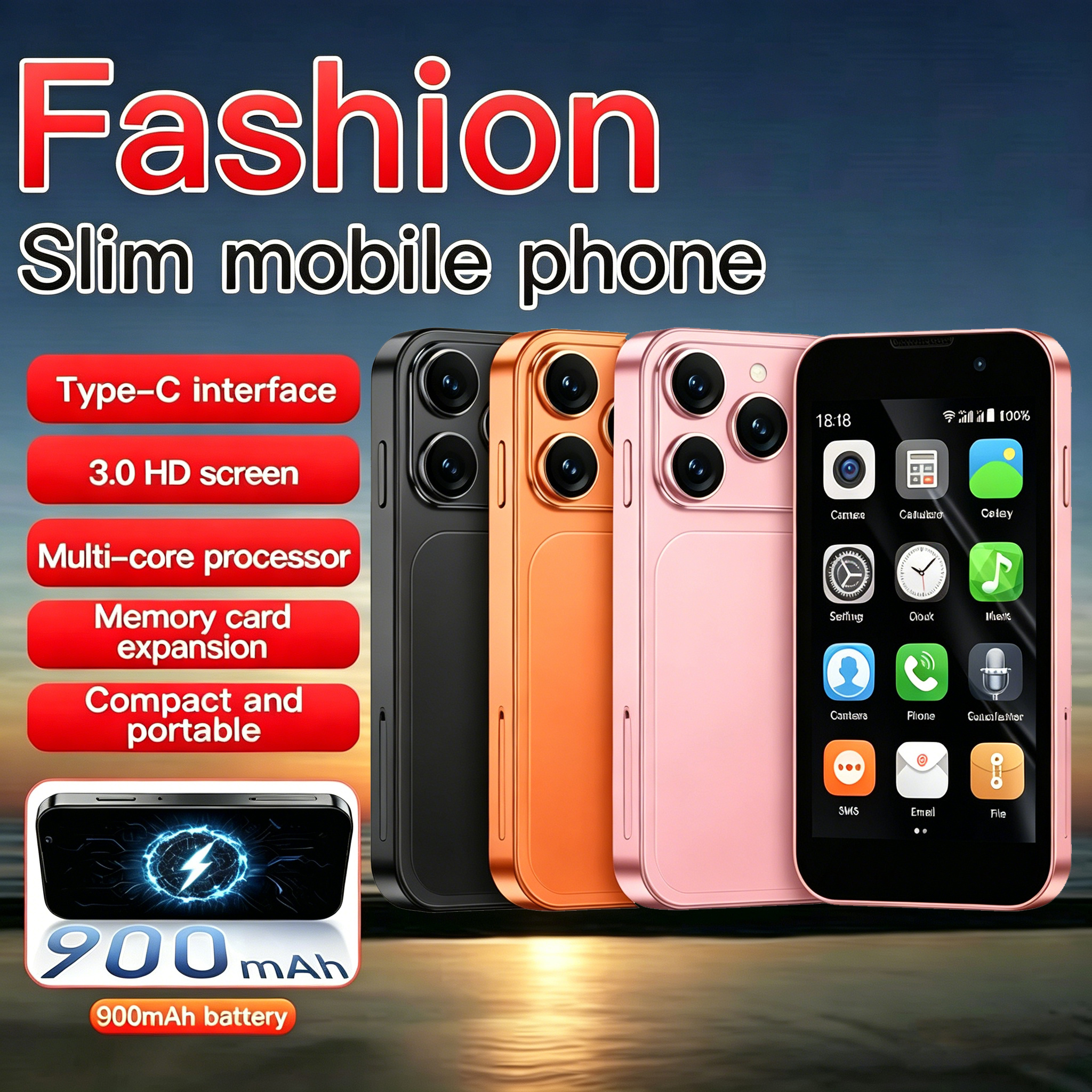 SOYES Mini Smartphone 3.0 Tela 2GB RAM 16GB ROM Dual SIM Espera Dual Câmera Android 9.0 Suporte a vários aplicativos