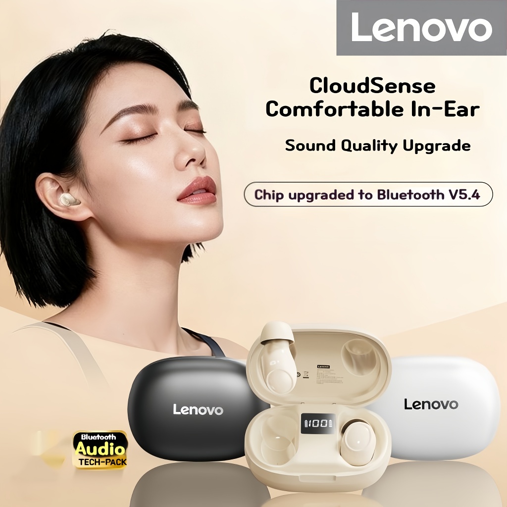 Fones de ouvido Lenovo EA289 Mini sem fio Bluetooth V5.4, TWS com cancelamento de ruído, display LED, estéreo HiFi e