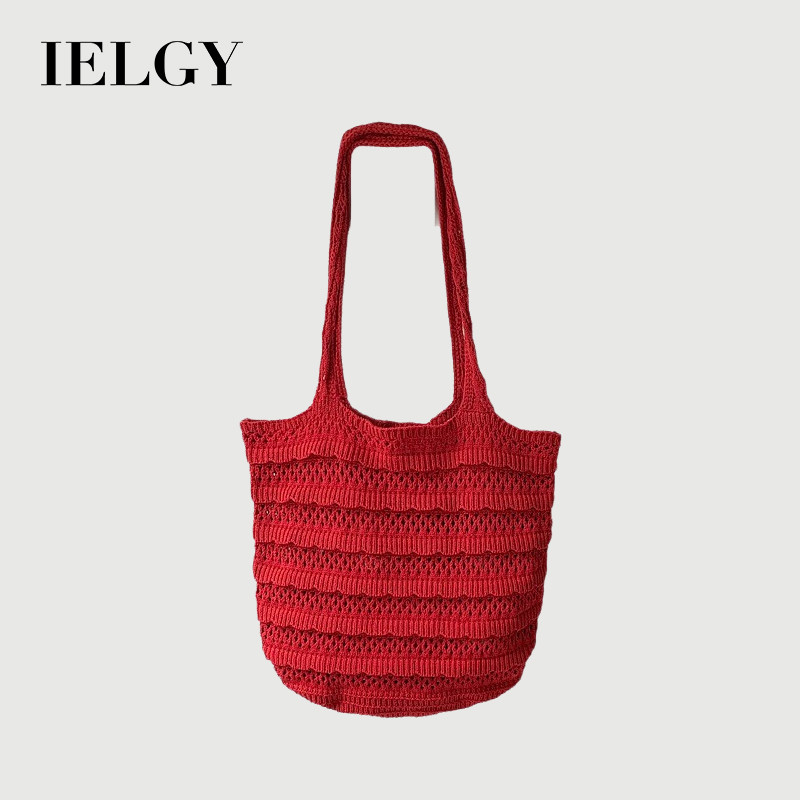 IELGY Bolsa Tote de ombro trançada, estilo gentil, grande capacidade, bolsa oca para o dia a dia