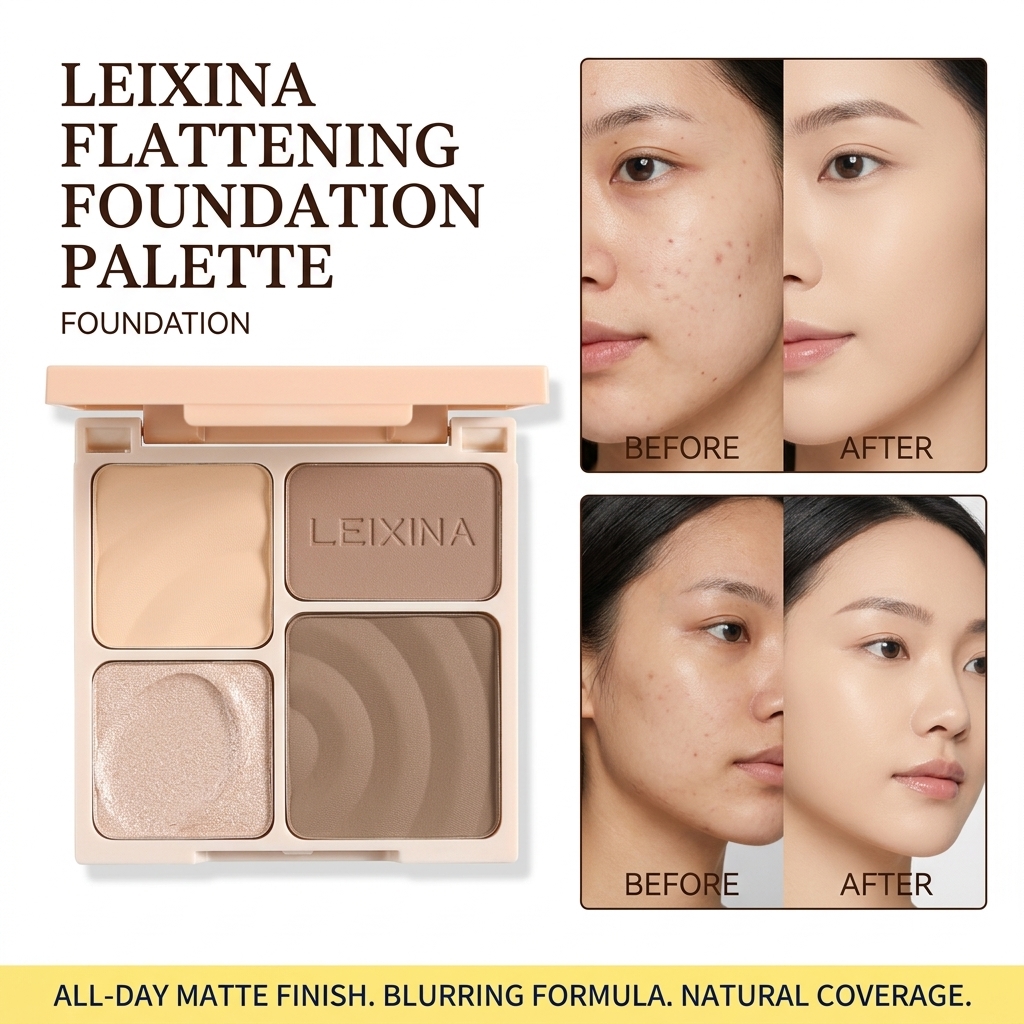LEIXINA Paleta De Contorno Iluminador De 4 Cores Com Destaque De Pérola Brilhante Fosco Bronzer Sombra De Nariz Tudo-Em-