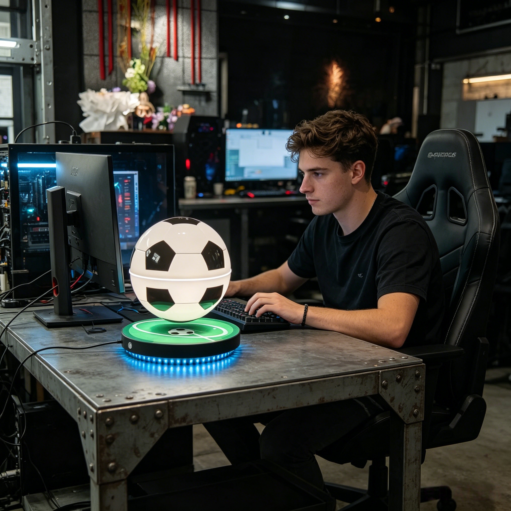 Lâmpada de Futebol Maglev LED Bola de Futebol Flutuante Luz Noturna ABS Decoração Moderna para Casa Presente