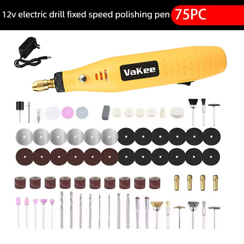 VaKee 12 V Ferramenta Rotativa Elétrica HJ201-2 16000 RPM Caneta Furadeira 0,5-3,2 mm Mandril para Polimento Gravação
