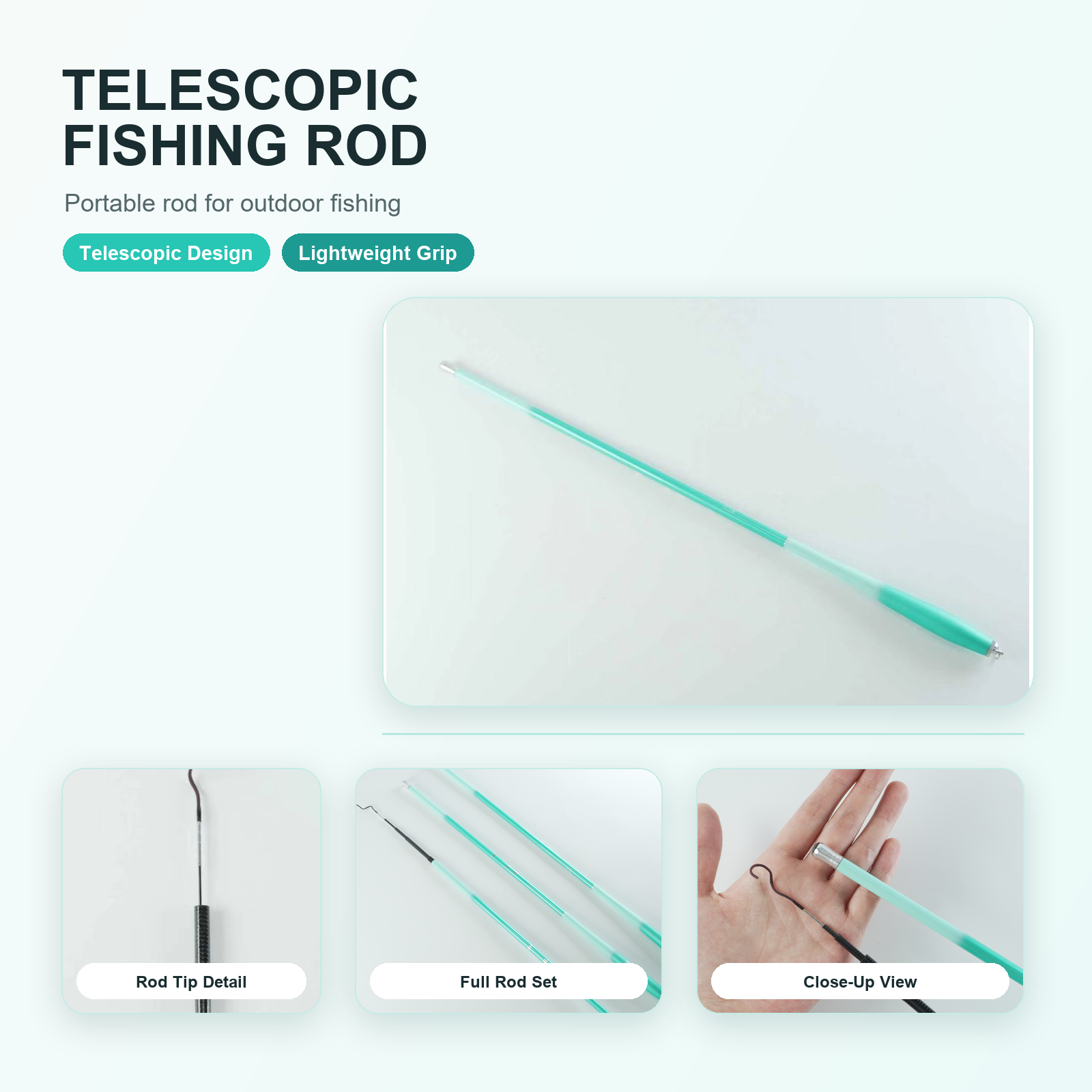 Vara de Pesca Ultra-Leve em Carbono Alto para Camarão, Vara Curta e Portátil com Cabo Antiderrapante Confortável