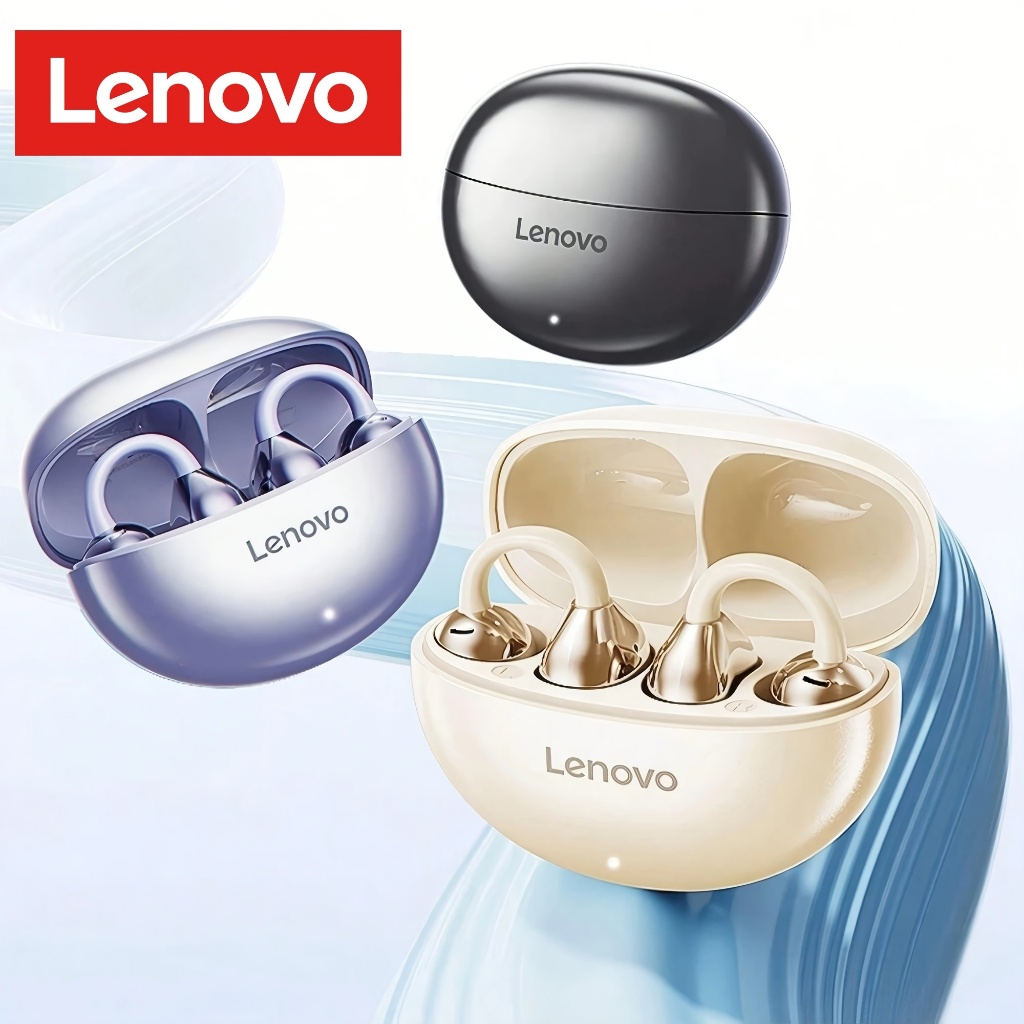 Fones de ouvido Lenovo Originais Bluetooth 5.4, modelo de orelha aberta, fones de ouvido sem fio com som espacial 360°,