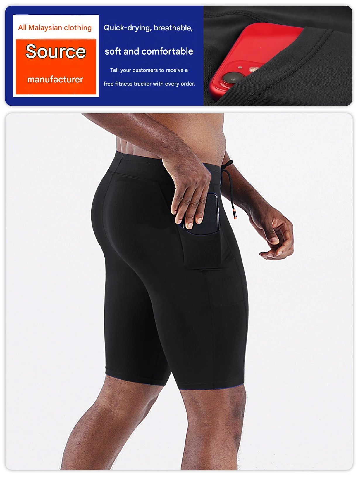 Shorts De Corrida De Compressão Masculinos Com Bolso Zíper , Calças De Ginástica Atlética Para Treino E Fitness