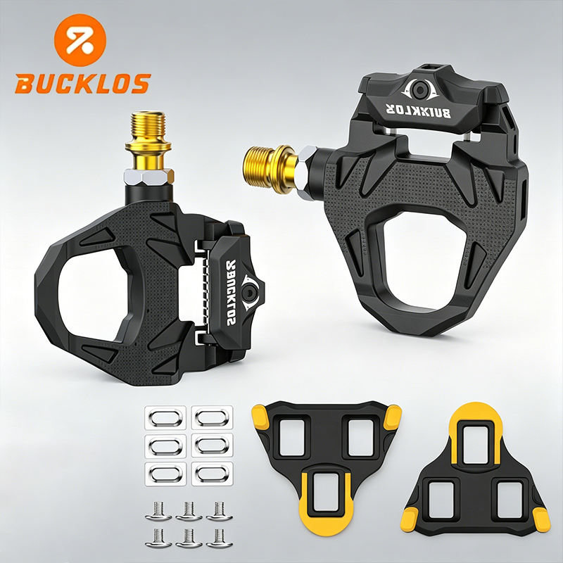 BUCKLOS Pedal de Bicicleta com Trava, Antiderrapante, Plataforma para Ciclismo, Pedal de Trava para Bicicleta de Estrada