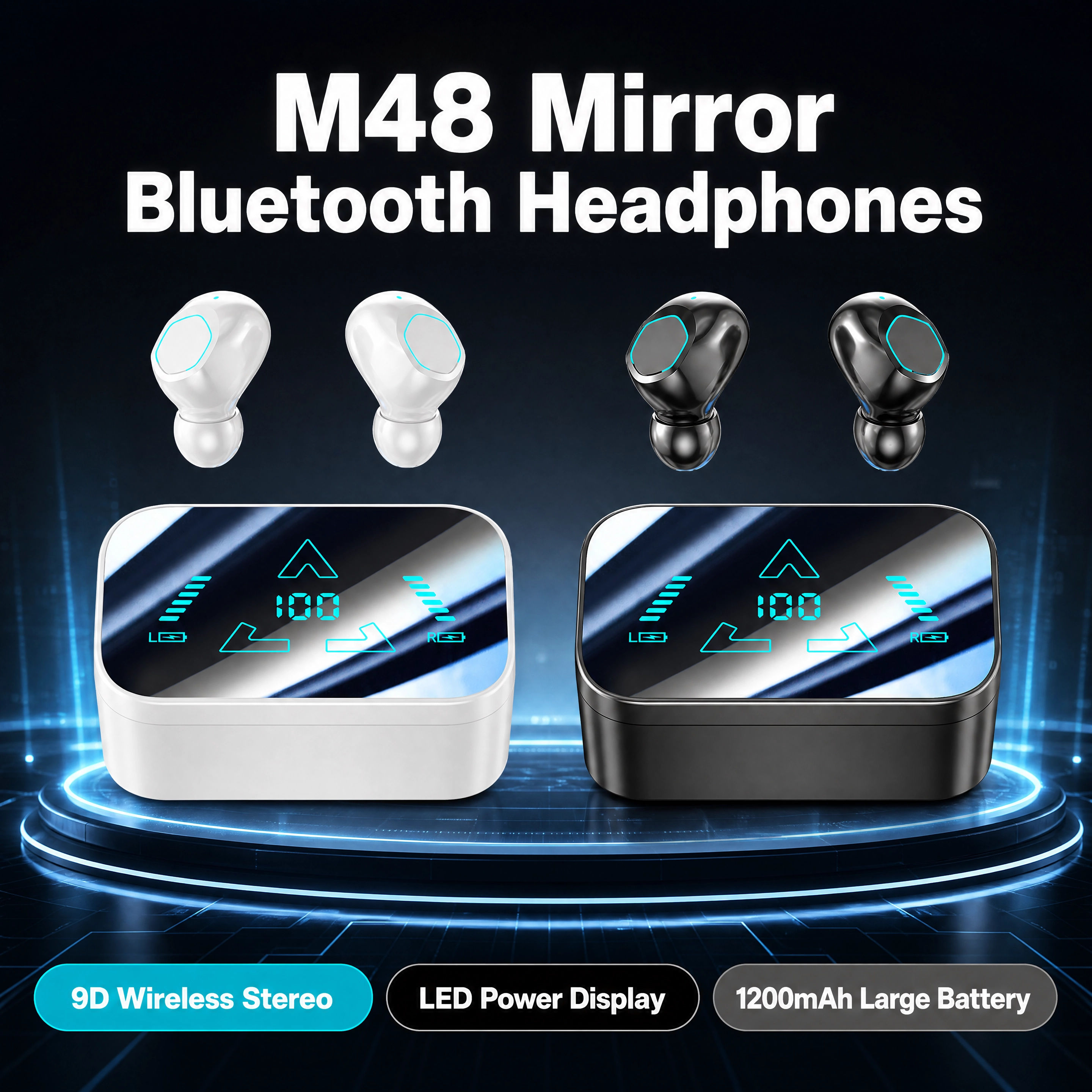 SPRISE M48 Fones de Ouvido para Jogos Bluetooth Sem Fio, Cancelamento de Ruído, Fones Intra-Auriculares HiFi Estéreo