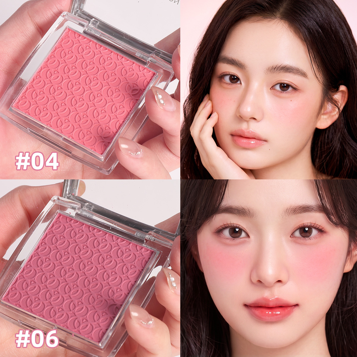 Blush em pó de longa duração e acabamento fosco, kit de maquiagem facial diária com 2 pós de blush velvet e pincel