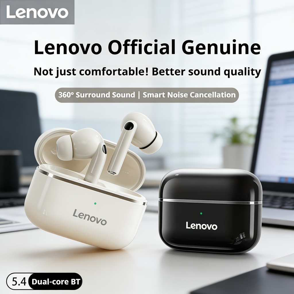 Fones de Ouvido Bluetooth Lenovo EA230, versão 5.4, bateria com até 24h de duração, baixo atraso, ideal para jogos