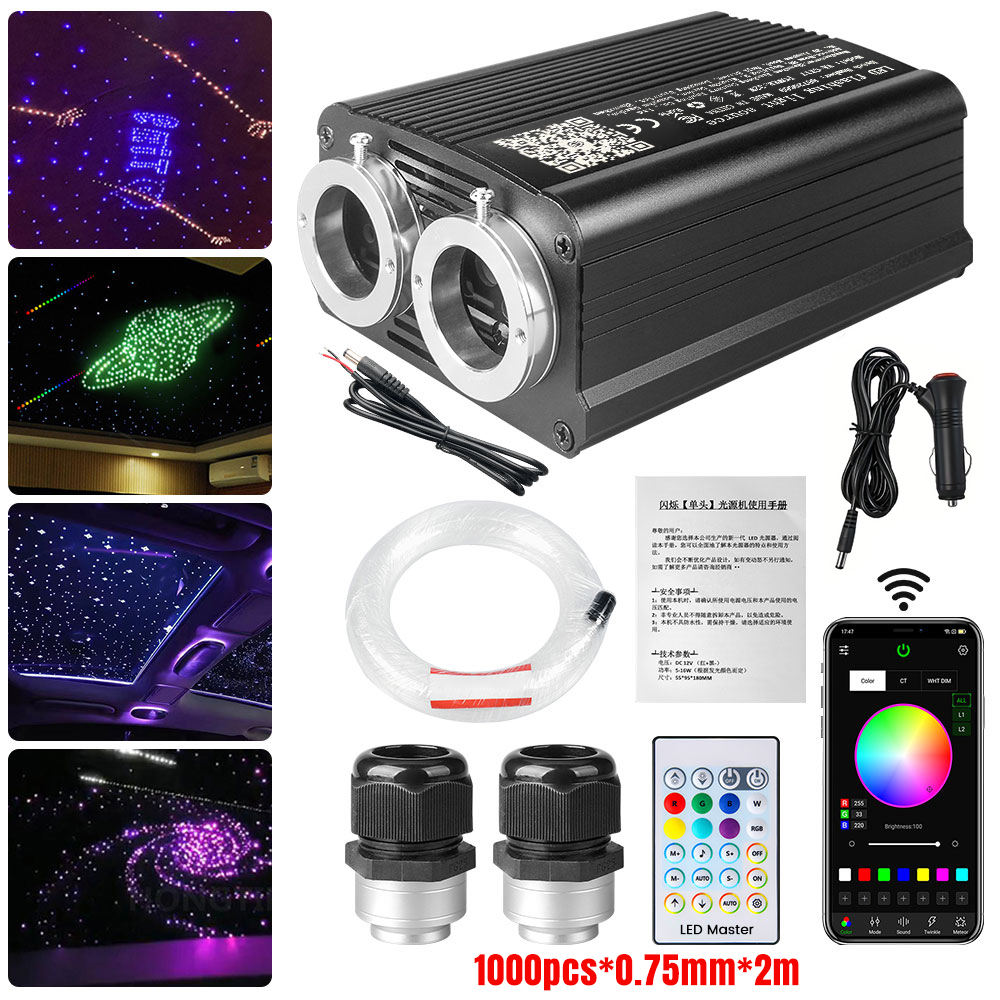 Teto de Fibra Óptica RGB Luz Estelar 32W – Luz Ambiente para Teto de Carro Sincronizada com a Música com App e Controle