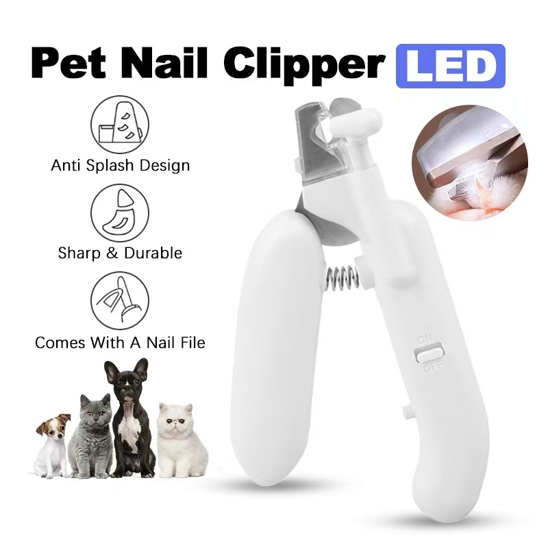 Cortador De Unhas Para Cães E Gatos Com Luz LED , Aparador De Lâmina De Aço Inoxidável , Proteção De Arquivo Rotativo Fi