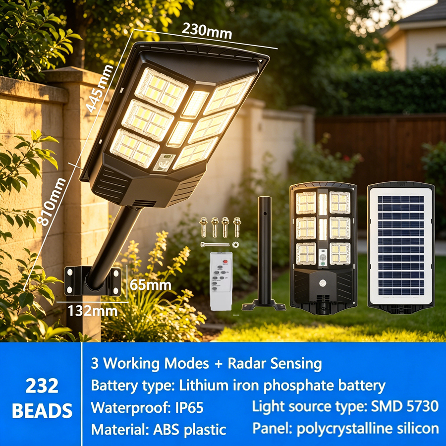 Luzes De Rua Solares BOSCA 1000W Ao Ar Livre À Prova D'água IP65 , Luz Comercial LED Brilhante Com Sensor De Movimento D