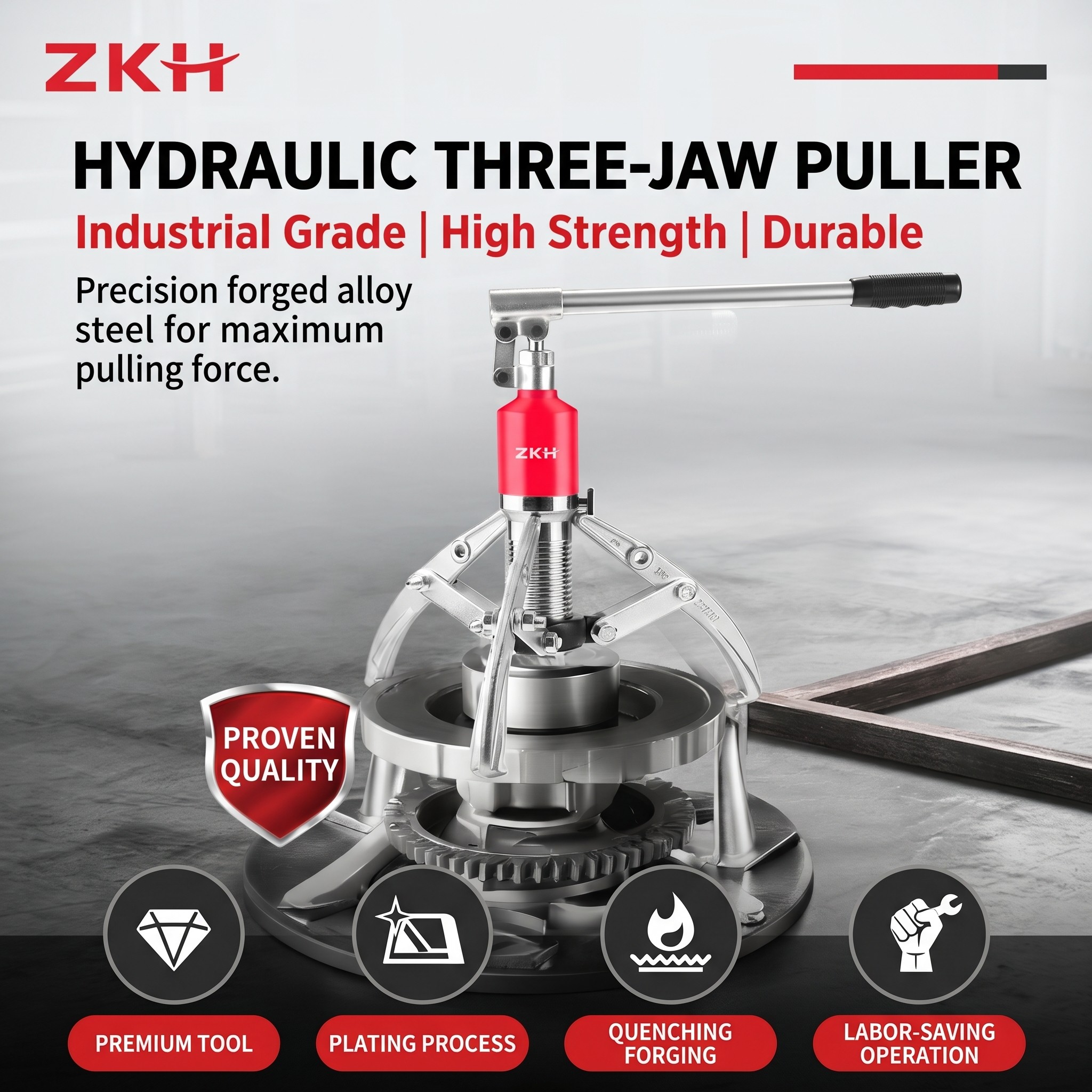 Um Conjunto De Extrator Hidráulico De 3 Mandíbulas ZKH , Opções 5T/10T/20T HHT-3AP05/3AP10 3AP20 Para Remoção De Polia D