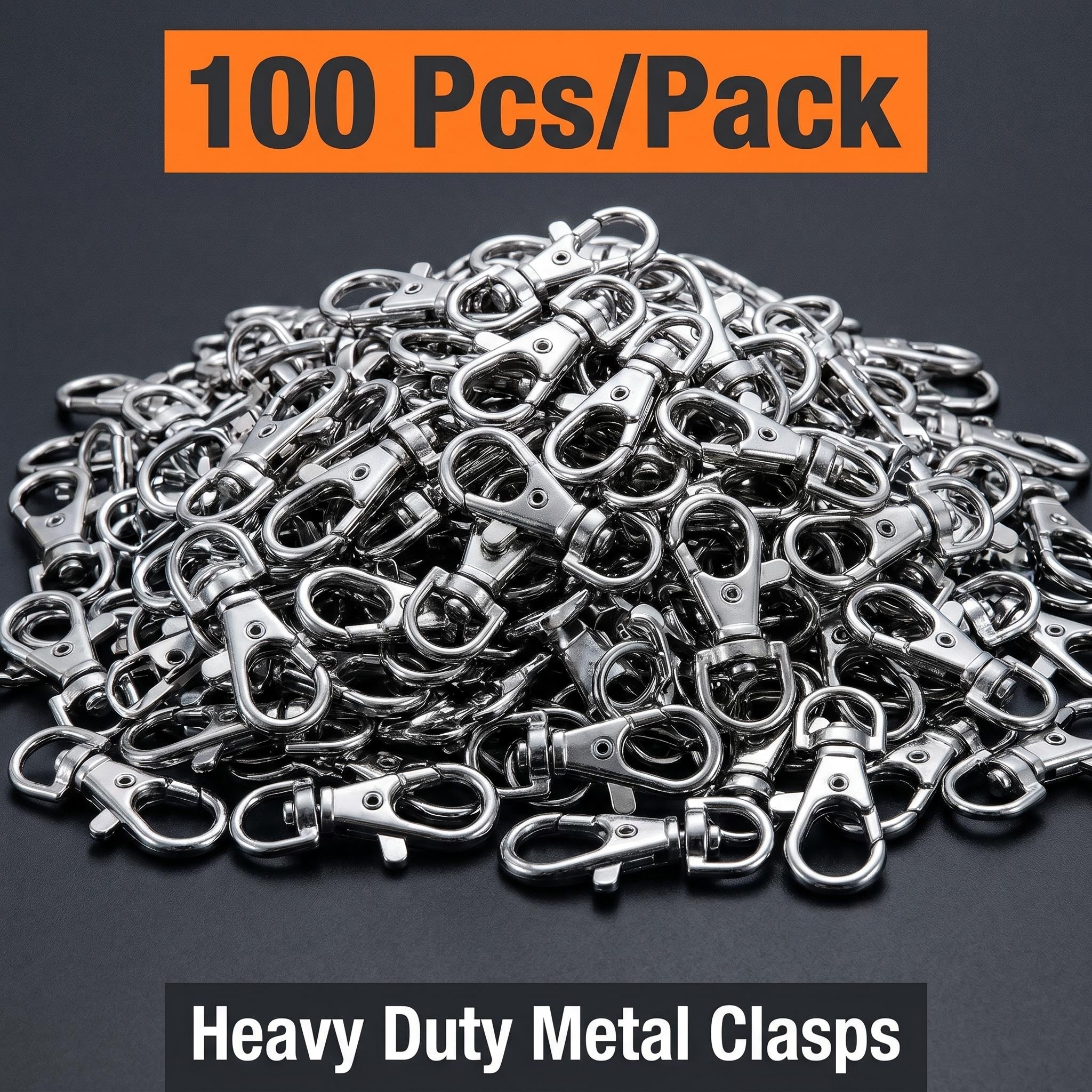 100 peças de fechos de lagosta prateados de 35 mm para bolsas, suporte de alça, fecho de metal para fabricação de bolsas