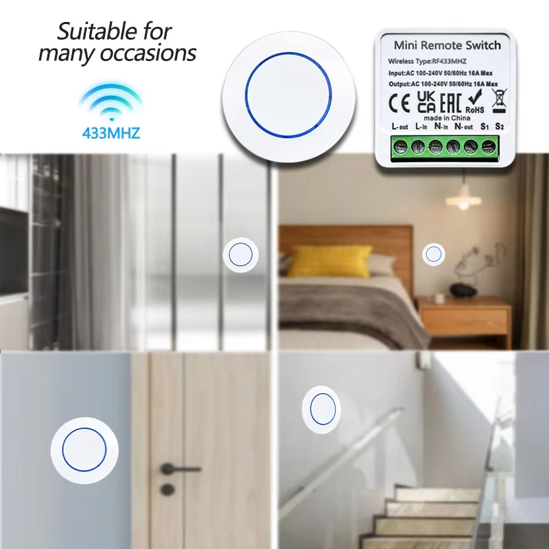 Interruptor de Luz Universal AXUS 433MHz Sem Fio 10A Relé Receptor Transmissor Inteligente para Casa LED Ventilador — imagem 2 de 2