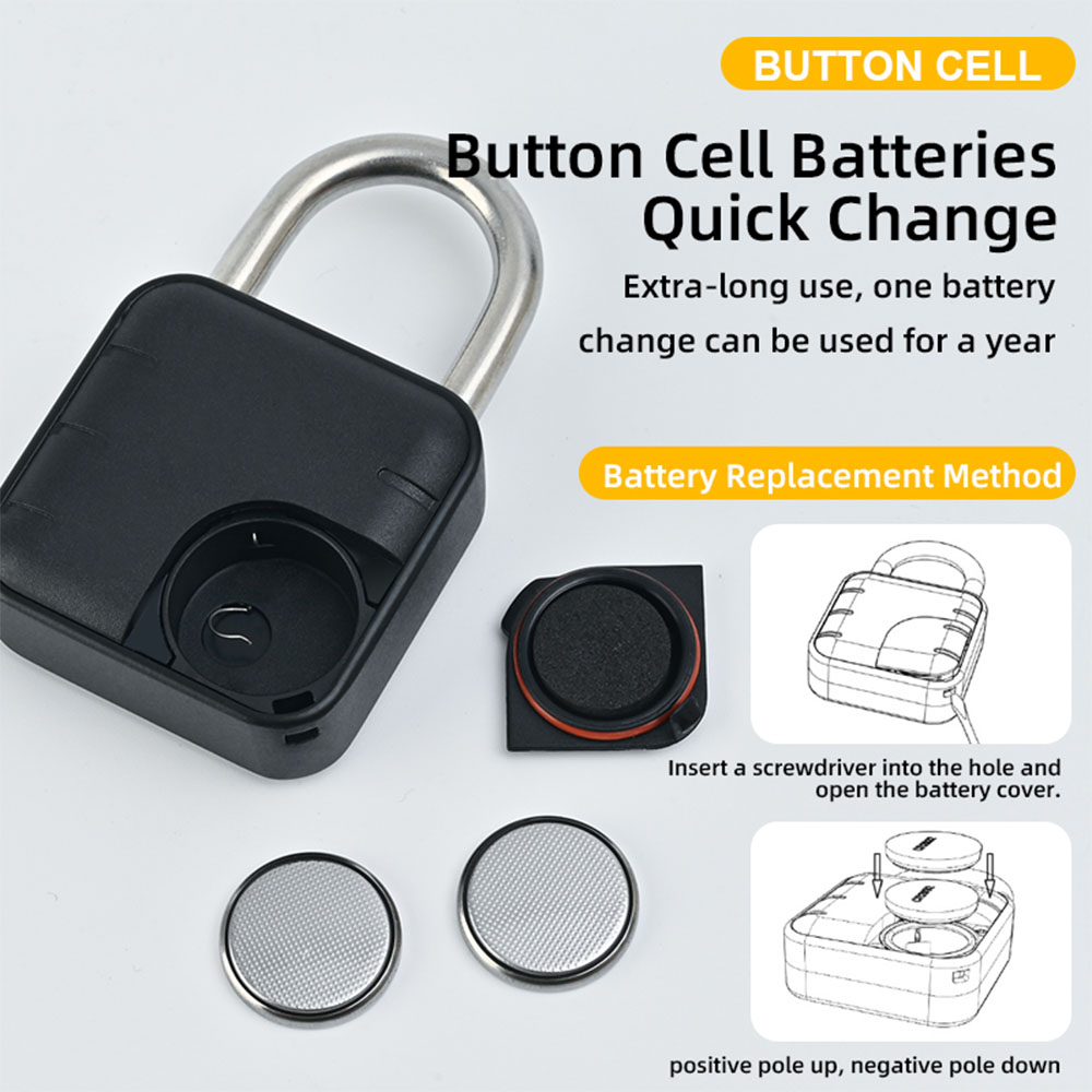 Cadeado de Impressão Digital Inteligente, Senha Elétrica de Impressão Digital Mini Recarregável por USB para Porta,