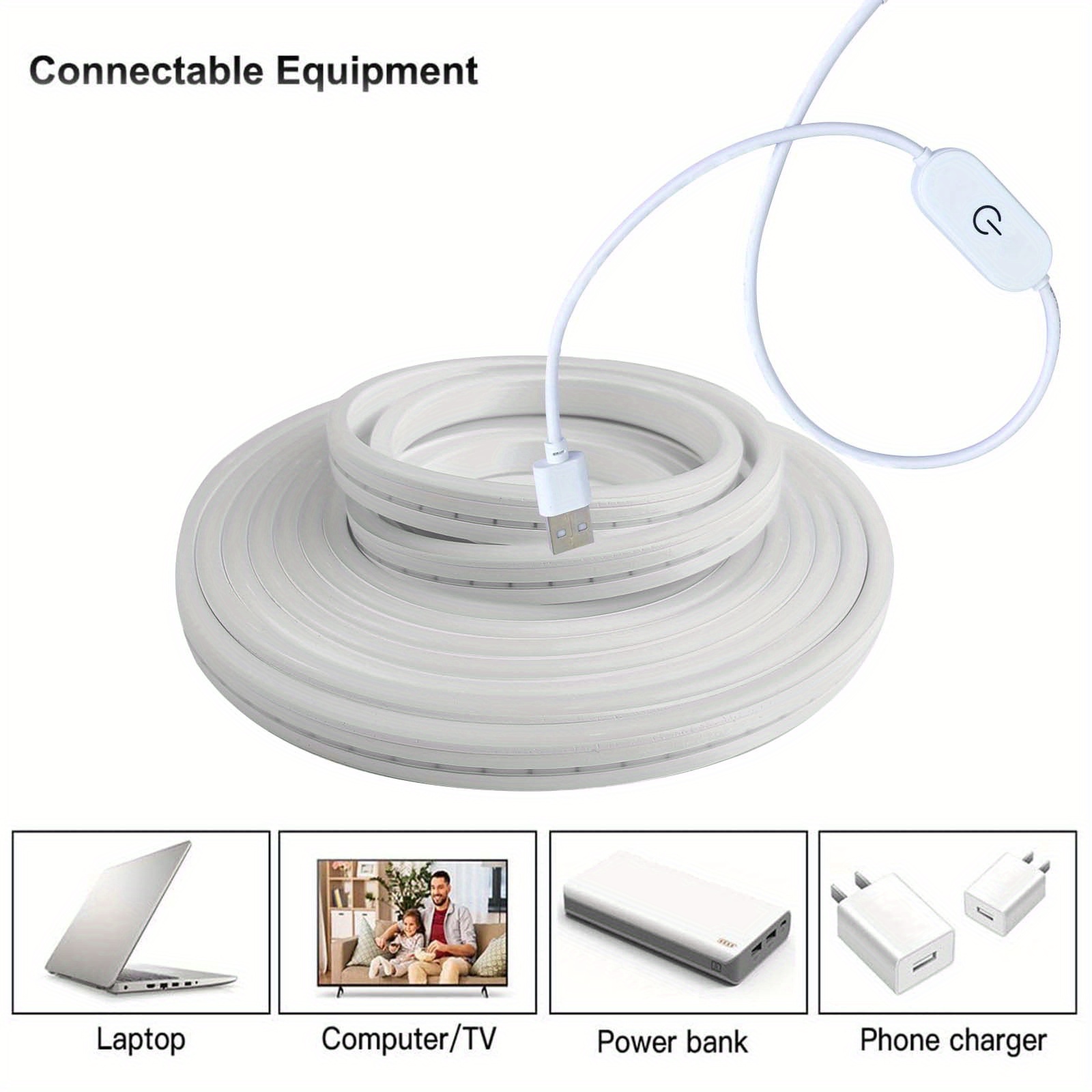 Faixa de Luz LED Neon com Interruptor Sensor Touch Inteligente, Sinalização Neon Reguláve…