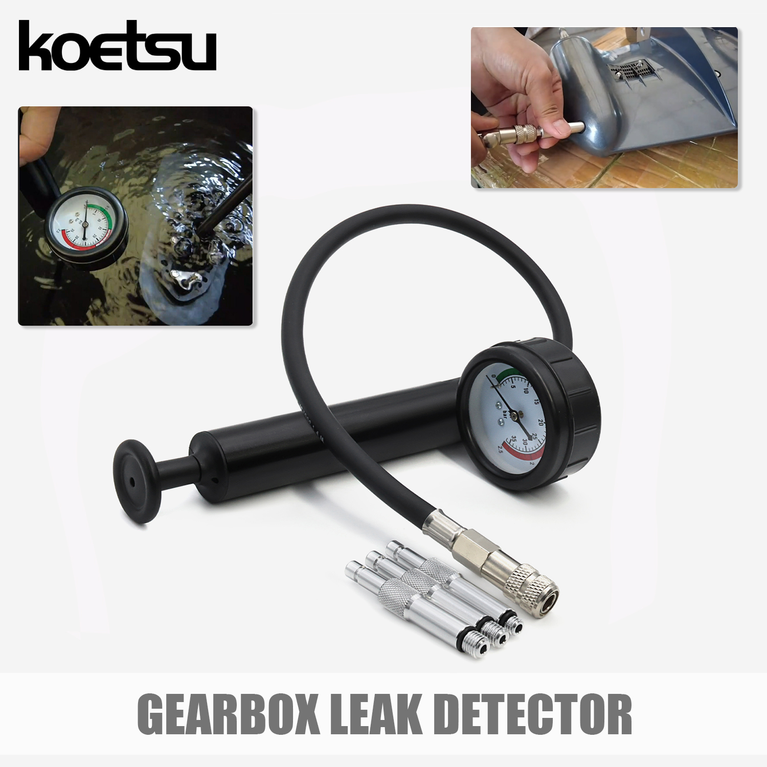 O Kit de Teste de Vazamento de Caixa de Câmbio KOETSU inclui conexões originais. Compatível com motores de popa Yamaha,