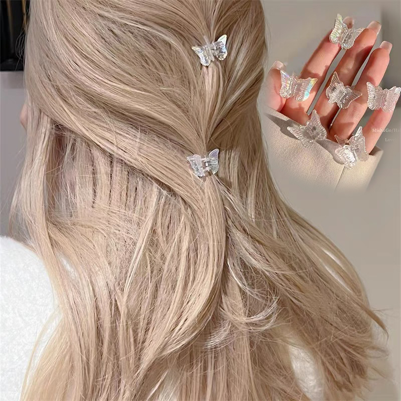 50 unidades Presilhas de Cabelo Borboleta Sereia Iridescente – Presilha de Franja Fofa, Acessórios de Cabelo Coreano