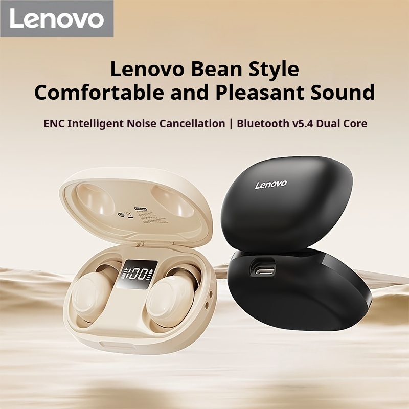 Fones de Ouvido Lenovo Mini Bean Bluetooth 5.4 ENC Cancelamento de Ruído TWS Display LED HiFi Estéreo Baixa Latência