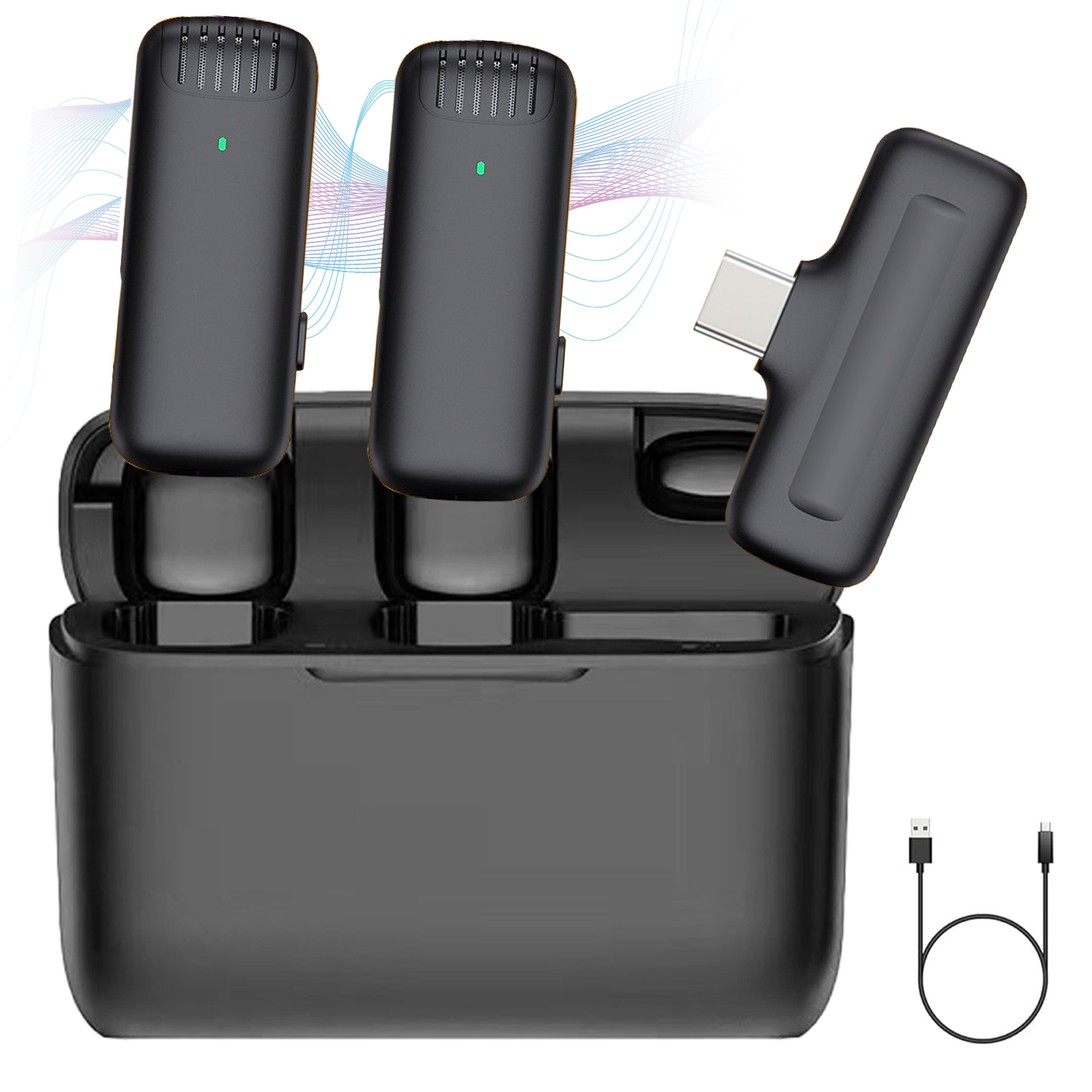 Microfone de Lapela Sem Fio com Estojo de Carregamento, Redução de Ruído para Sistema de Áudio de Celular Elite X