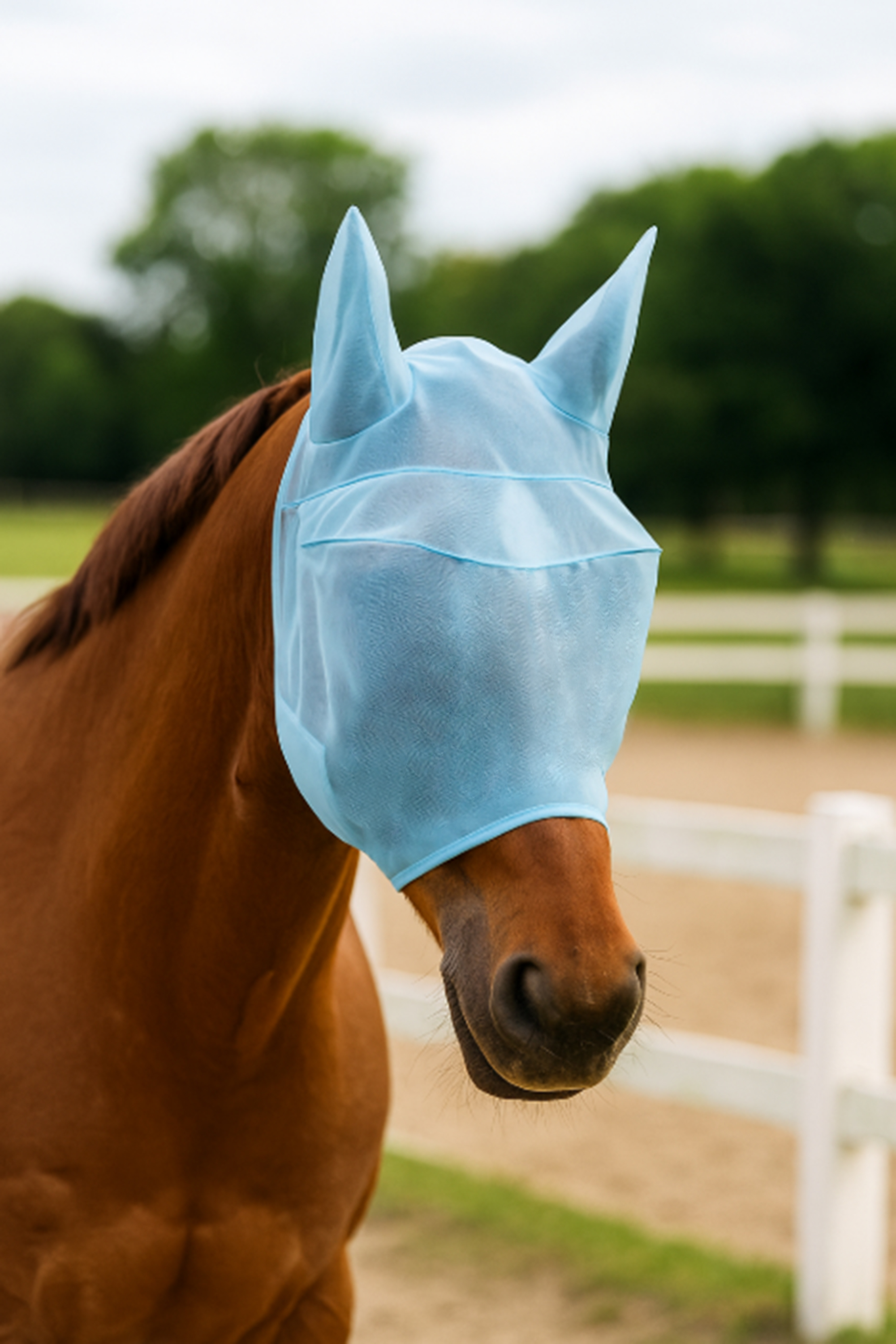 Máscara de cavalo, proteção de verão, rede respirável, proteção contra mosquitos, insetos, mordidas e proteção para os