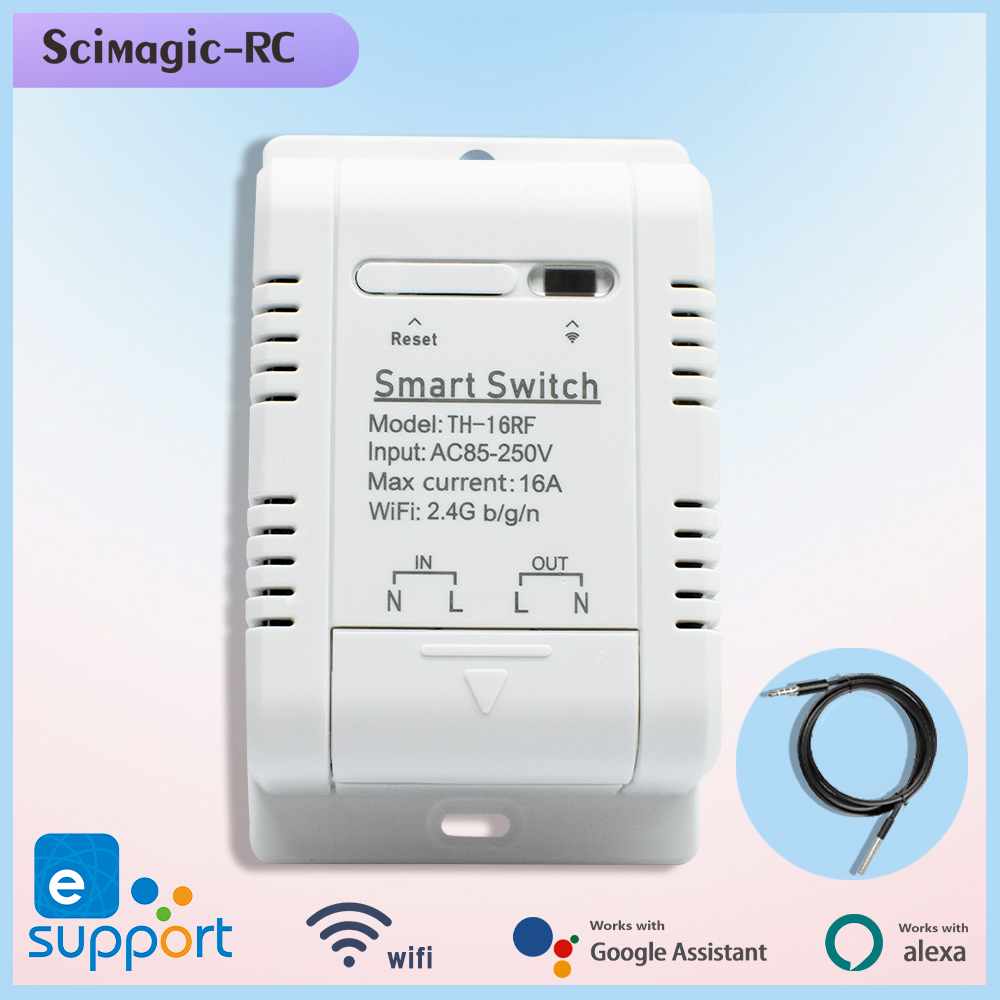 Ewelink Smart TH16 Interruptor 16A Termostato Monitoramento de Temperatura Interruptor WiFi Controle Wireless Compatível